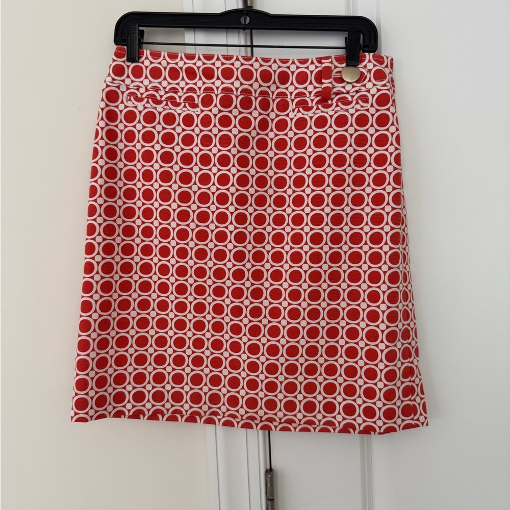 Red and White Geometric Patterned Skirt